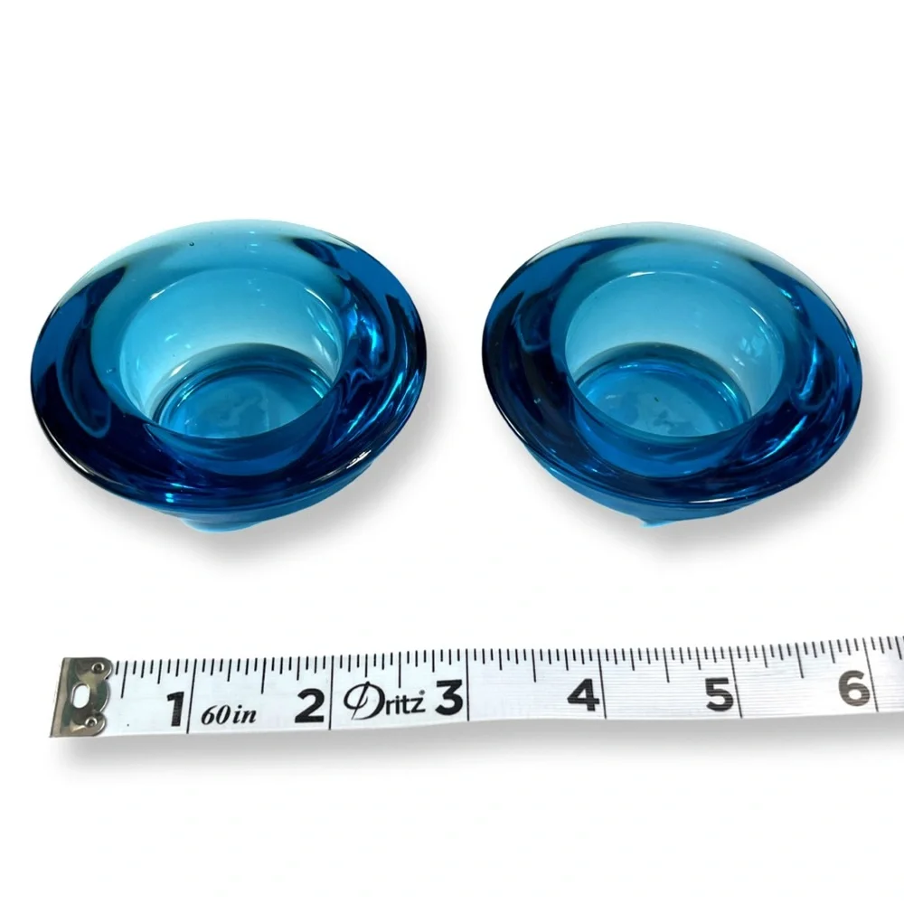 Crate and Barrel Turquoise Tea light candle holders pair